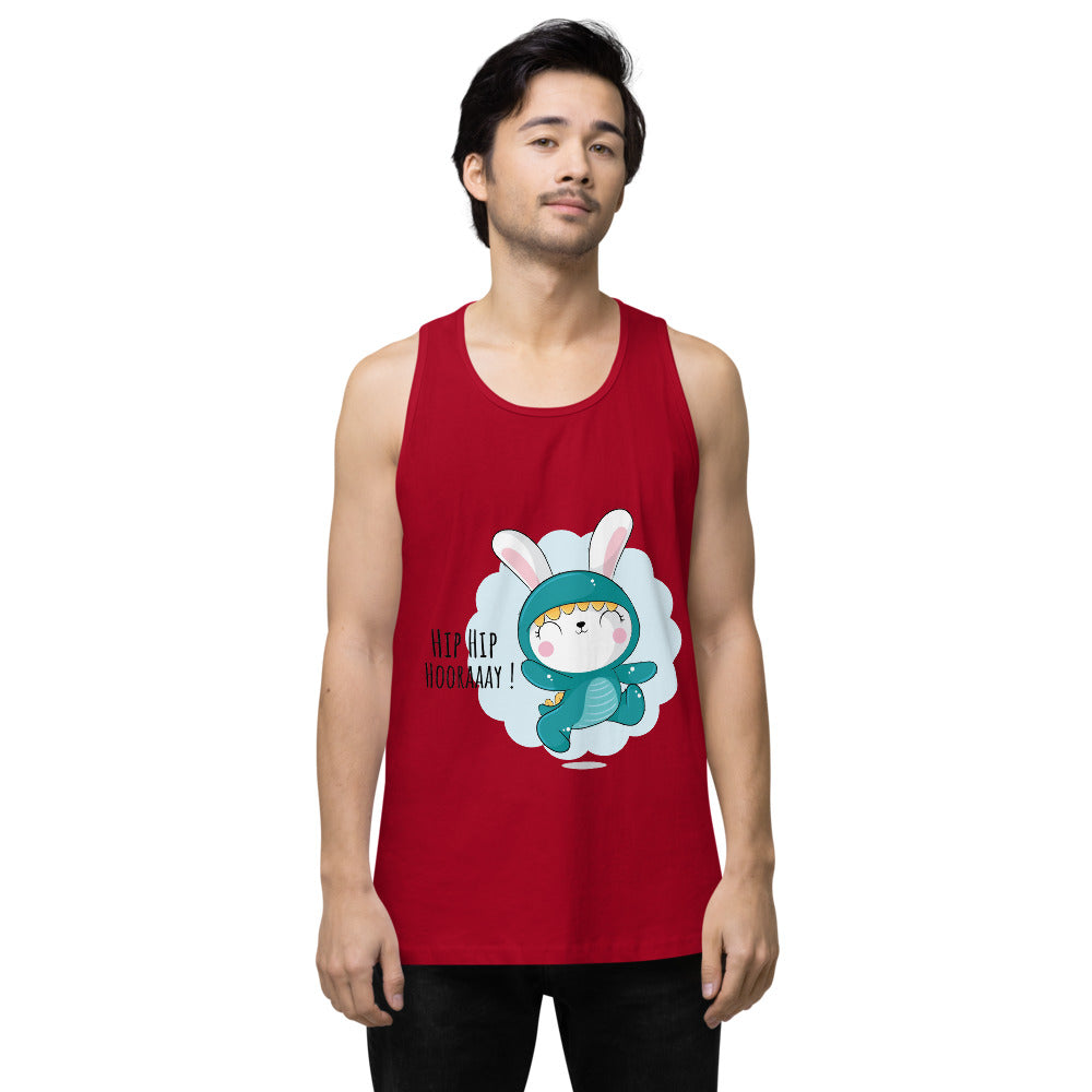 Green rabbit - HIP HIP HOORAAAY | Men's Premium Tank Top | Cotton Heritage MC1790