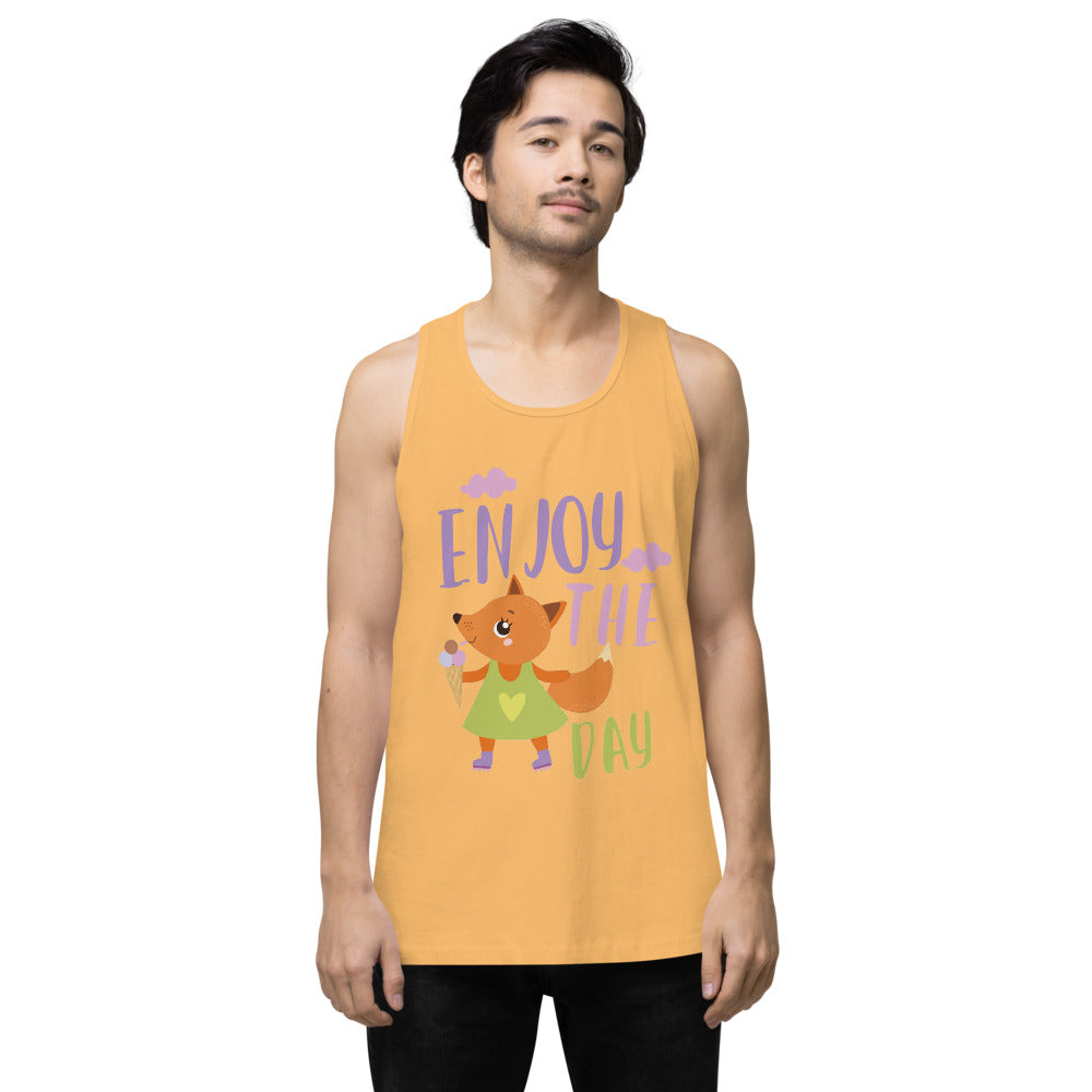 Orange fox - Ẹnoy the day | Men's Premium Tank Top | Cotton Heritage MC1790