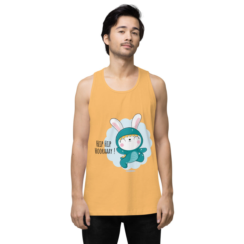 Green rabbit - HIP HIP HOORAAAY | Men's Premium Tank Top | Cotton Heritage MC1790