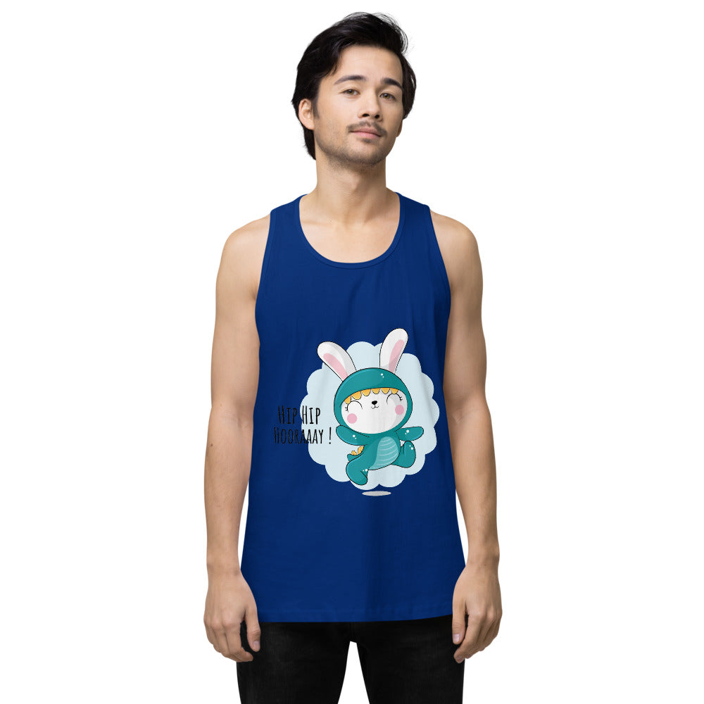 Green rabbit - HIP HIP HOORAAAY | Men's Premium Tank Top | Cotton Heritage MC1790