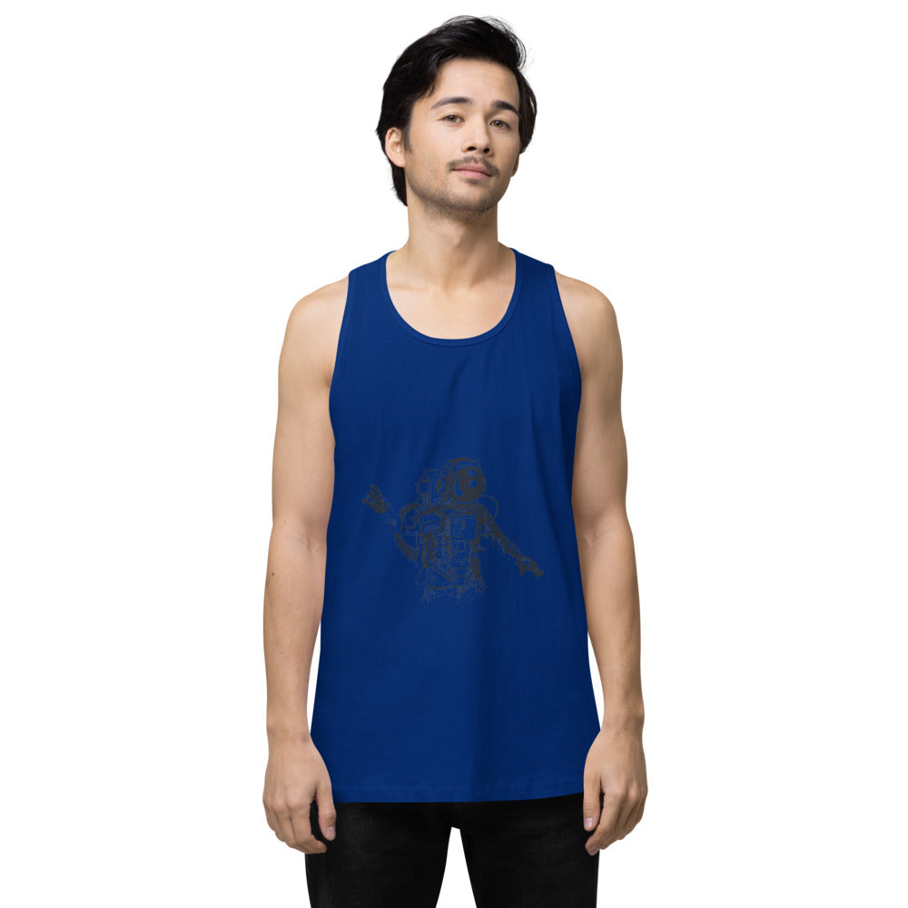 Black & white space travel man | Men's Premium Tank Top | Cotton Heritage MC1790