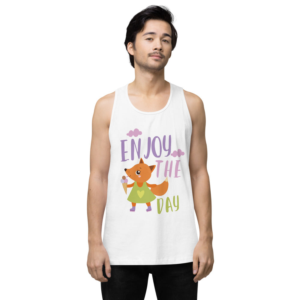 Orange fox - Ẹnoy the day | Men's Premium Tank Top | Cotton Heritage MC1790