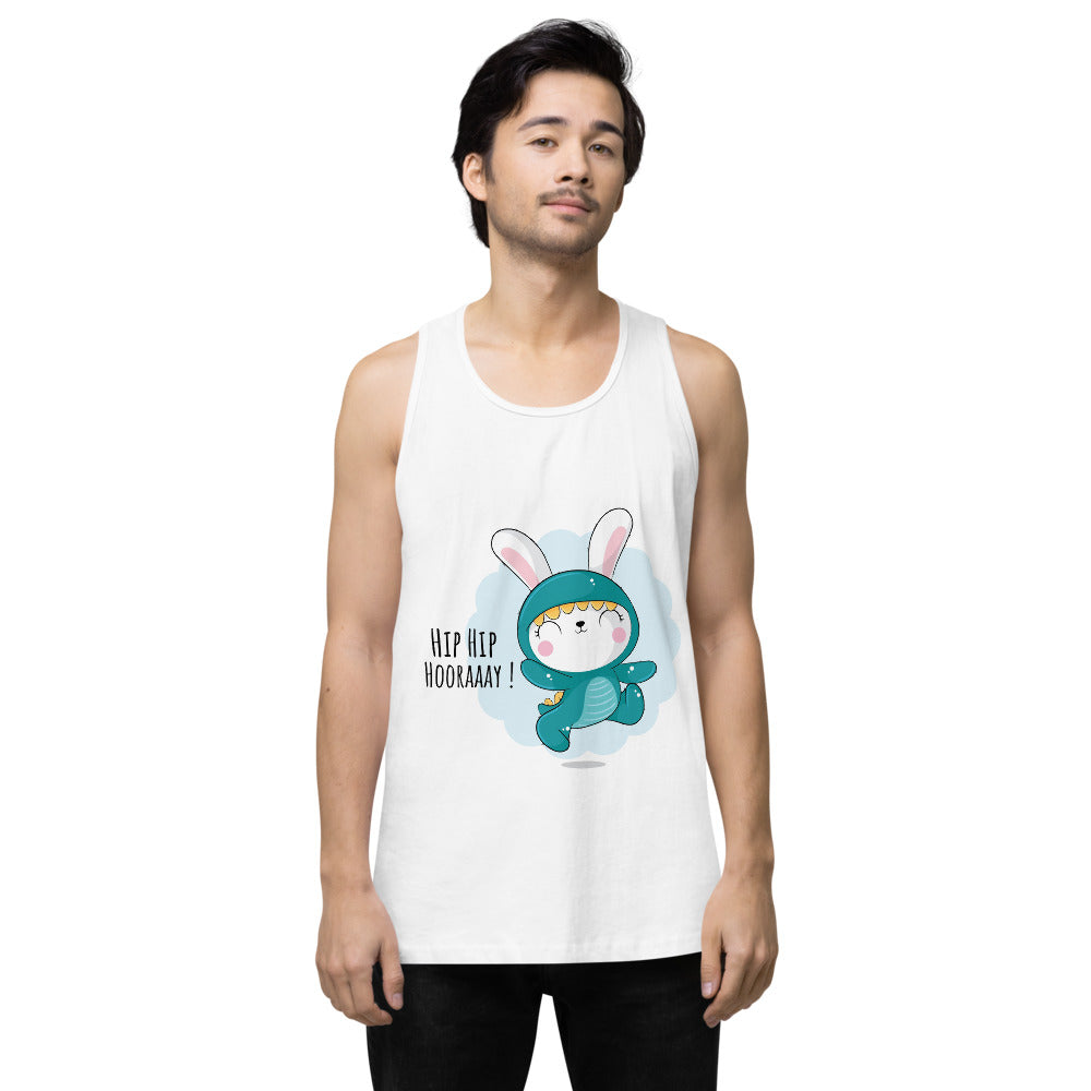Green rabbit - HIP HIP HOORAAAY | Men's Premium Tank Top | Cotton Heritage MC1790