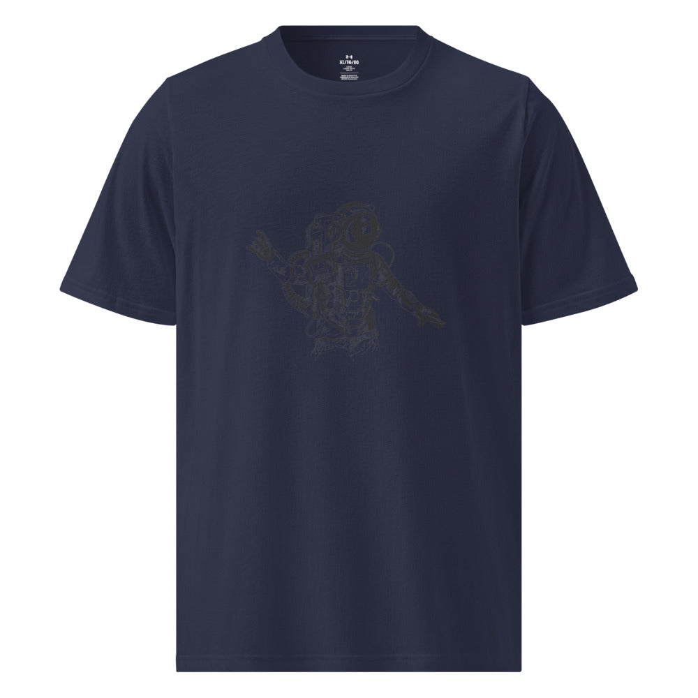 Black & white space travel man | Men's Under Armour Athletic T-Shirt | 1383264
