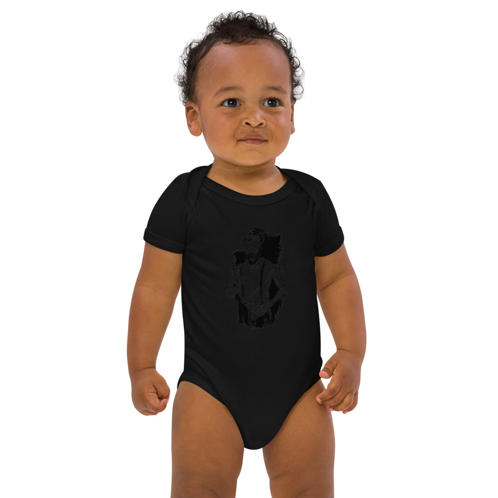Black & White bearded man suit | Organic Cotton Baby Bodysuit | Babybugz BZ10