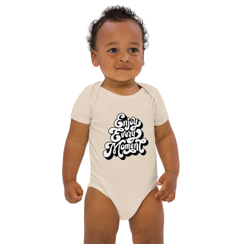 Enjoy every moments white | Organic Cotton Baby Bodysuit | Babybugz BZ10