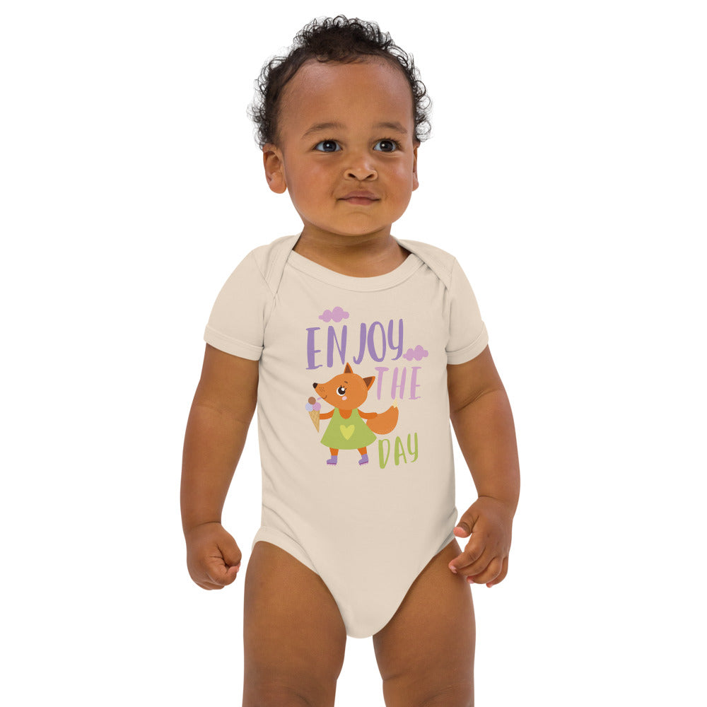 Orange fox - Ẹnoy the day | Organic Cotton Baby Bodysuit | Babybugz BZ10