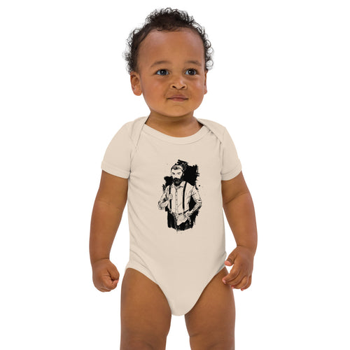 Black & White bearded man suit | Organic Cotton Baby Bodysuit | Babybugz BZ10