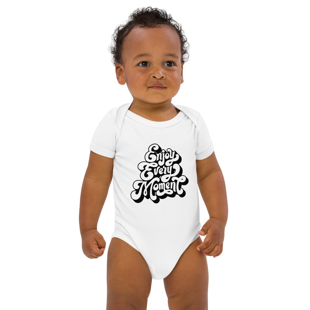Enjoy every moments white | Organic Cotton Baby Bodysuit | Babybugz BZ10