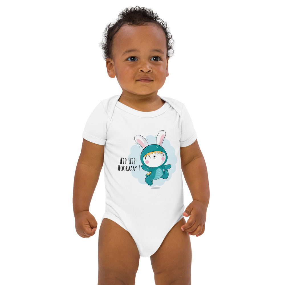 Green rabbit - HIP HIP HOORAAAY | Organic Cotton Baby Bodysuit | Babybugz BZ10