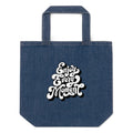 Enjoy every moments white | Organic Denim Tote Bag | Mantis M196
