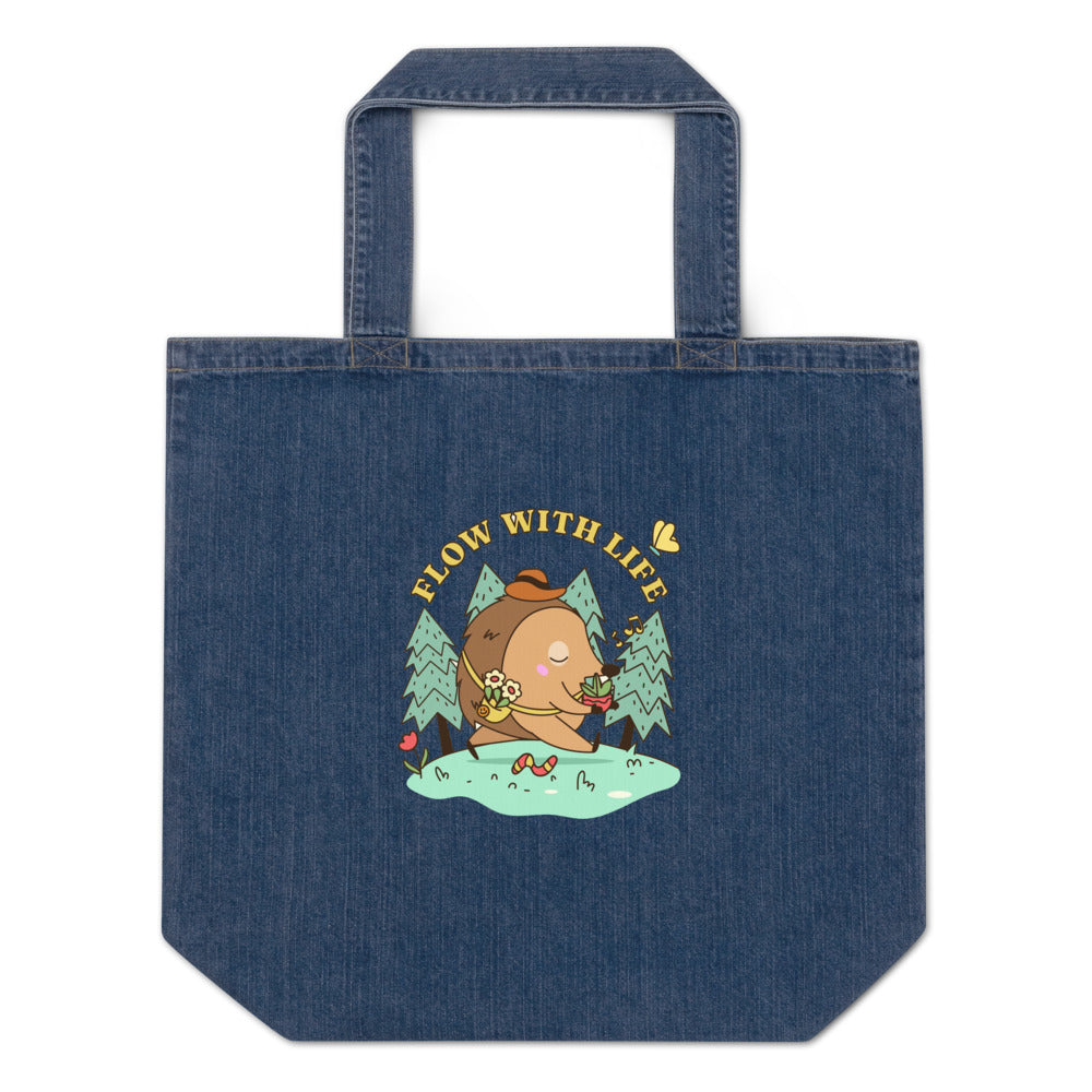 Flow with life | Organic Denim Tote Bag | Mantis M196