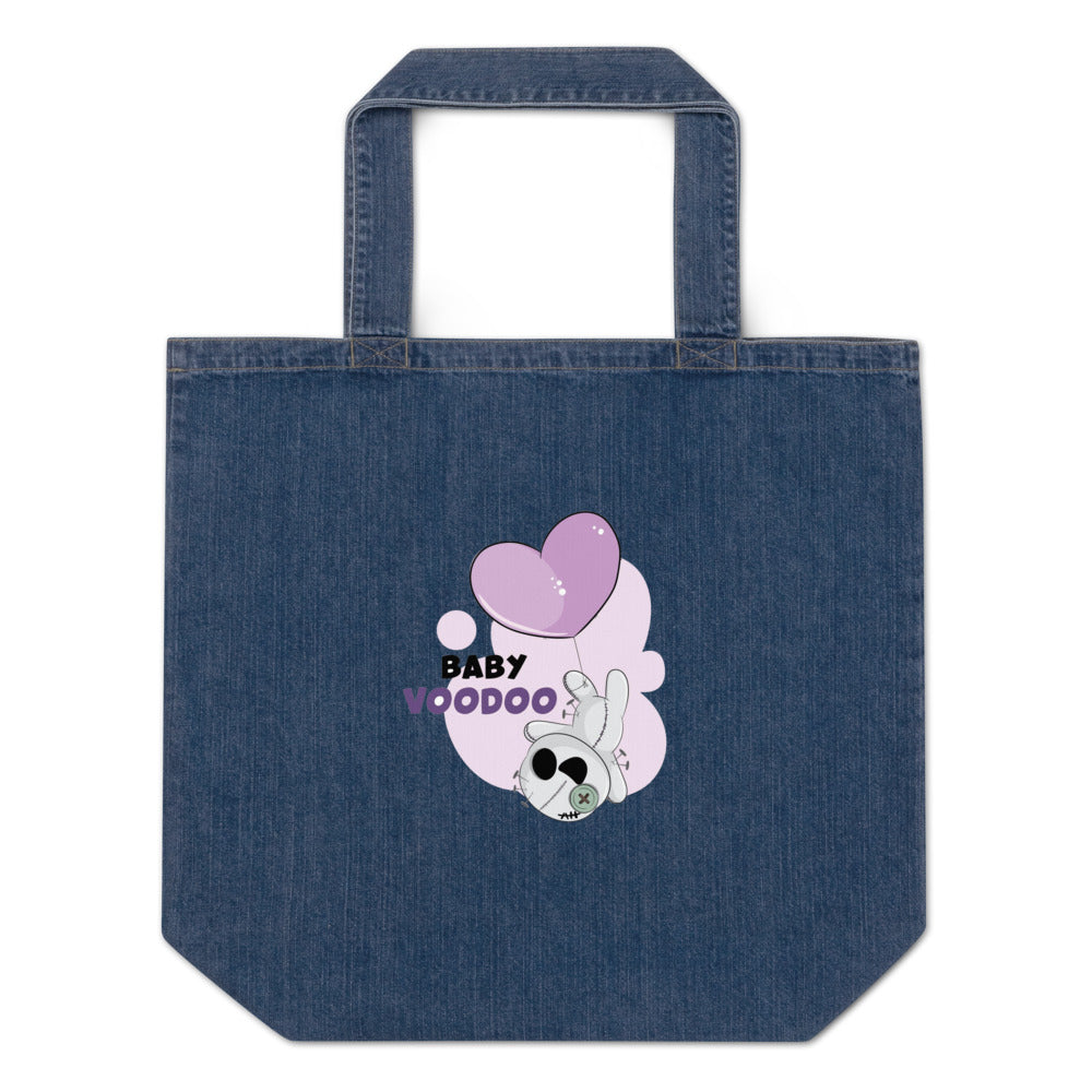 Ted heart - Baby voodoo | Organic Denim Tote Bag | Mantis M196