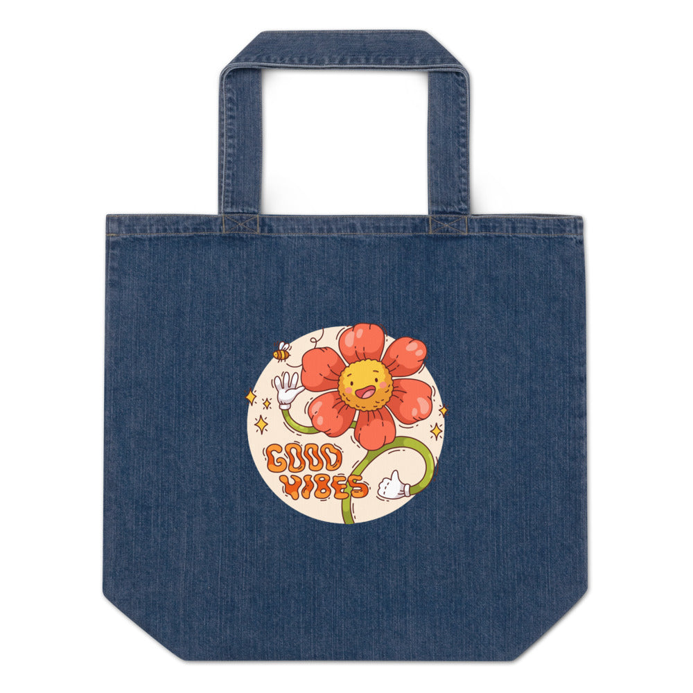 Good vides | Organic Denim Tote Bag | Mantis M196