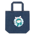 Green rabbit - HIP HIP HOORAAAY | Organic Denim Tote Bag | Mantis M196