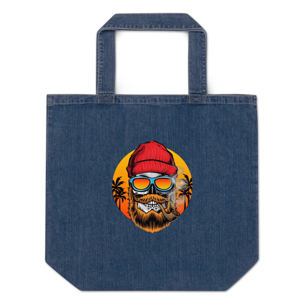 Bearded man | Organic Denim Tote Bag | Mantis M196