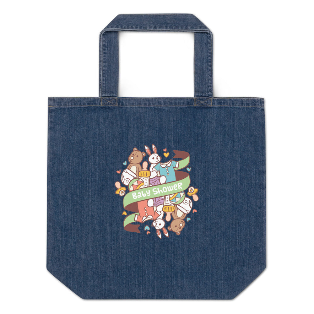 Baby shower | Organic Denim Tote Bag | Mantis M196
