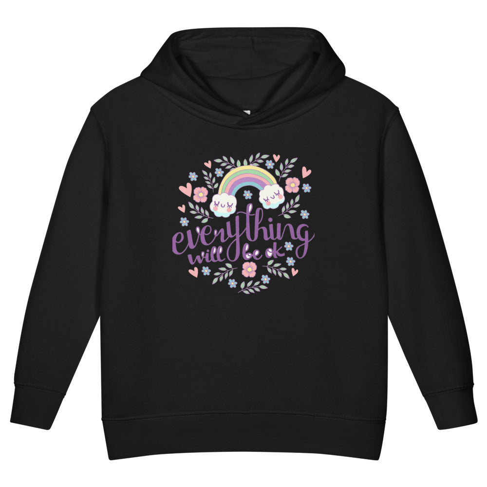 Rainbow - Everything will be ok | Toddler Pullover Fleece Hoodie | Rabbit Skins 3326