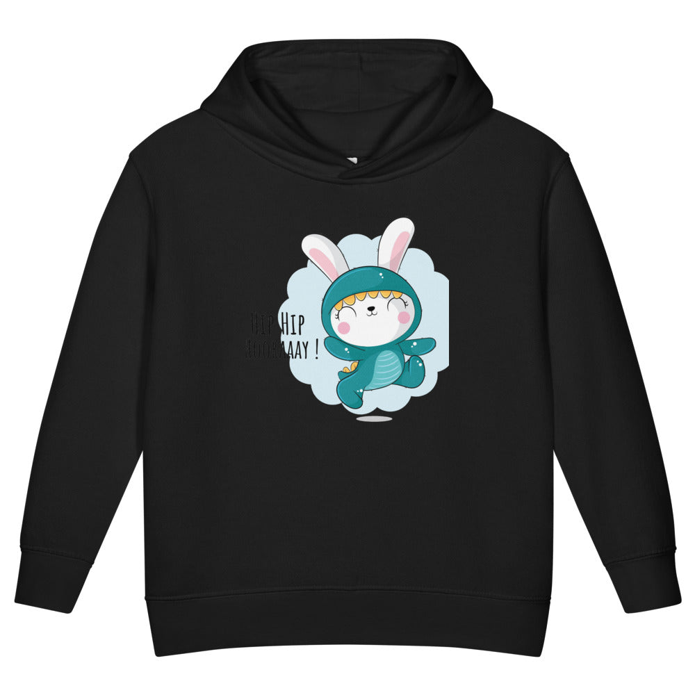 Green rabbit - HIP HIP HOORAAAY | Toddler Pullover Fleece Hoodie | Rabbit Skins 3326
