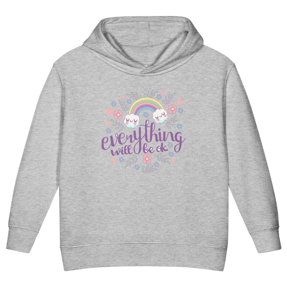 Rainbow - Everything will be ok | Toddler Pullover Fleece Hoodie | Rabbit Skins 3326