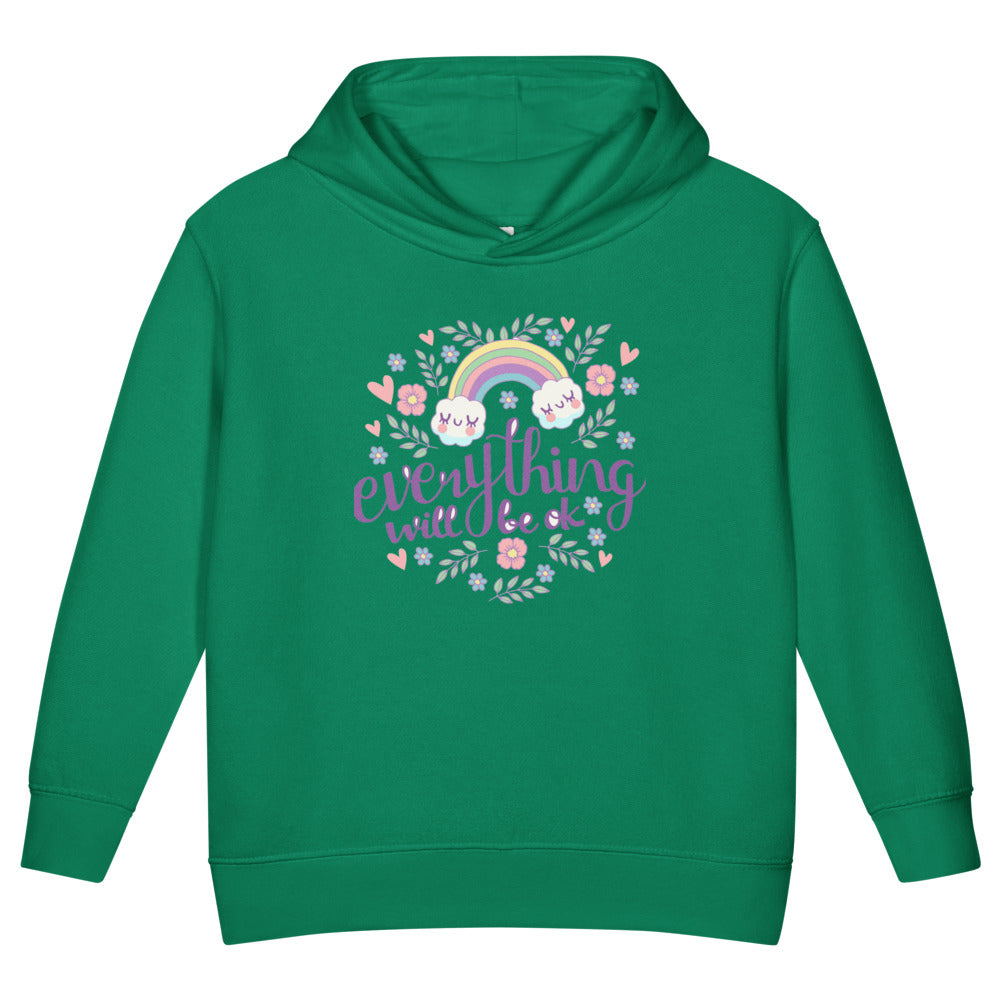 Rainbow - Everything will be ok | Toddler Pullover Fleece Hoodie | Rabbit Skins 3326