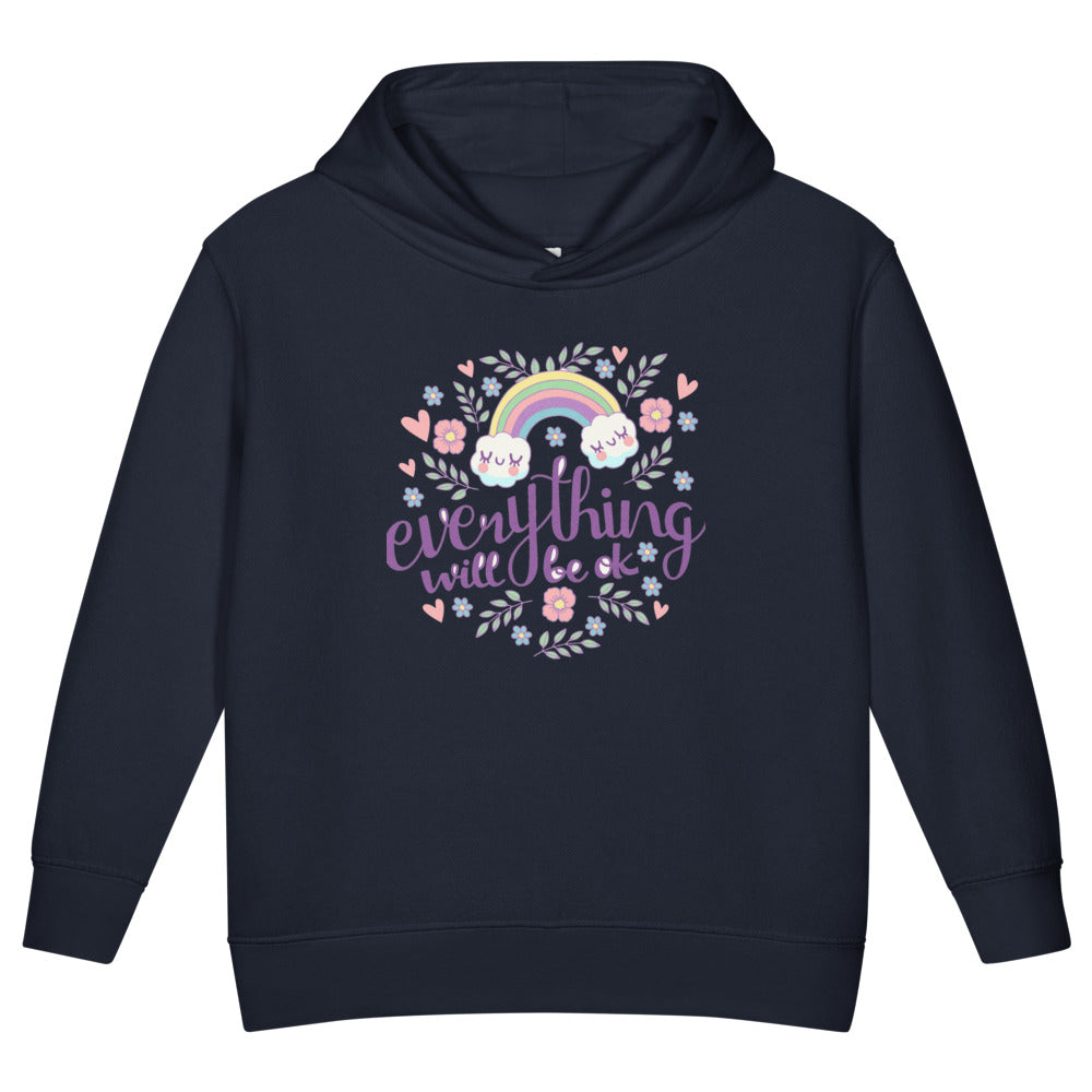 Rainbow - Everything will be ok | Toddler Pullover Fleece Hoodie | Rabbit Skins 3326