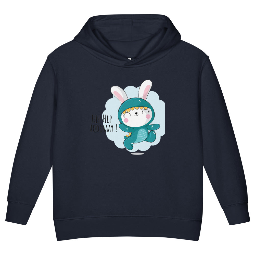Green rabbit - HIP HIP HOORAAAY | Toddler Pullover Fleece Hoodie | Rabbit Skins 3326