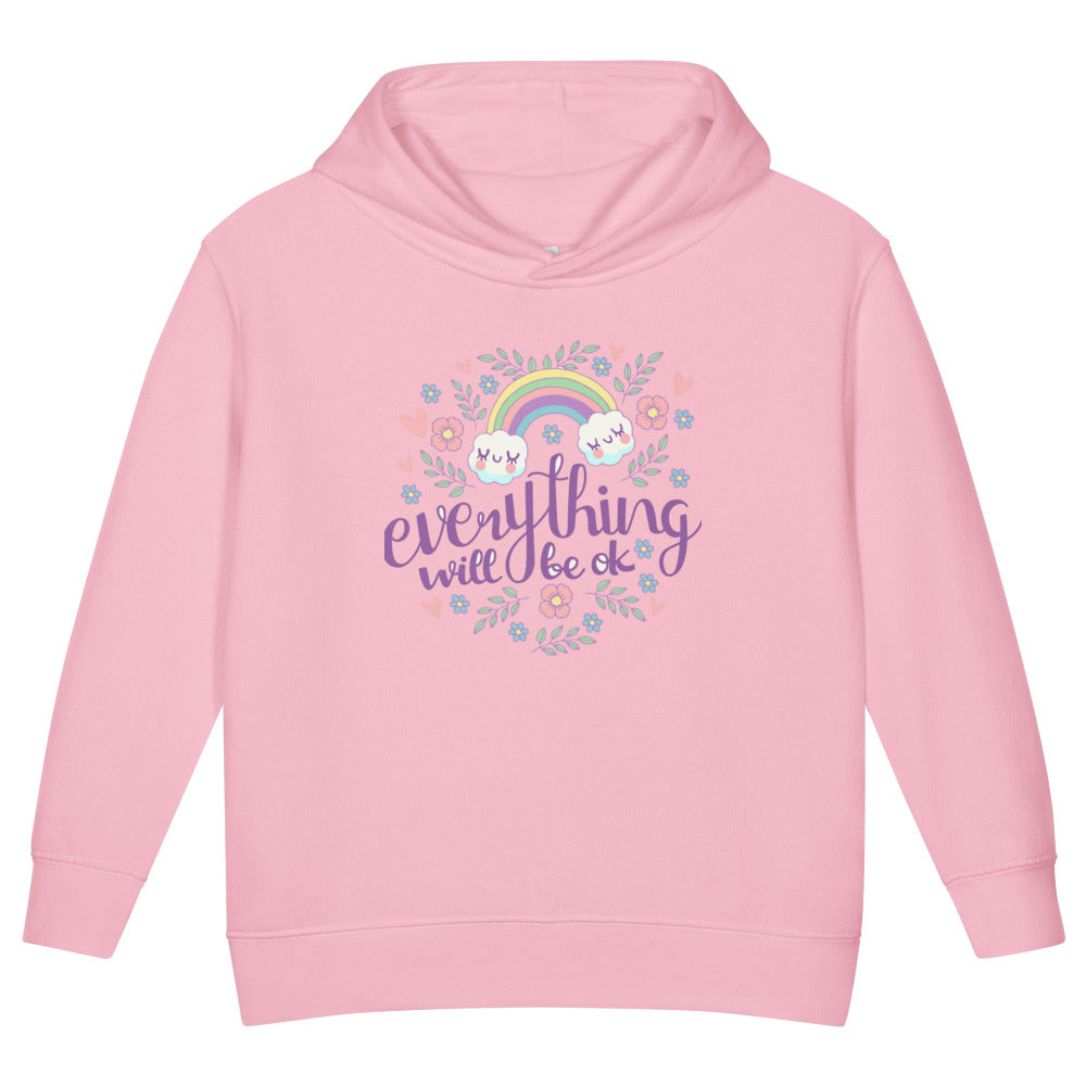 Rainbow - Everything will be ok | Toddler Pullover Fleece Hoodie | Rabbit Skins 3326