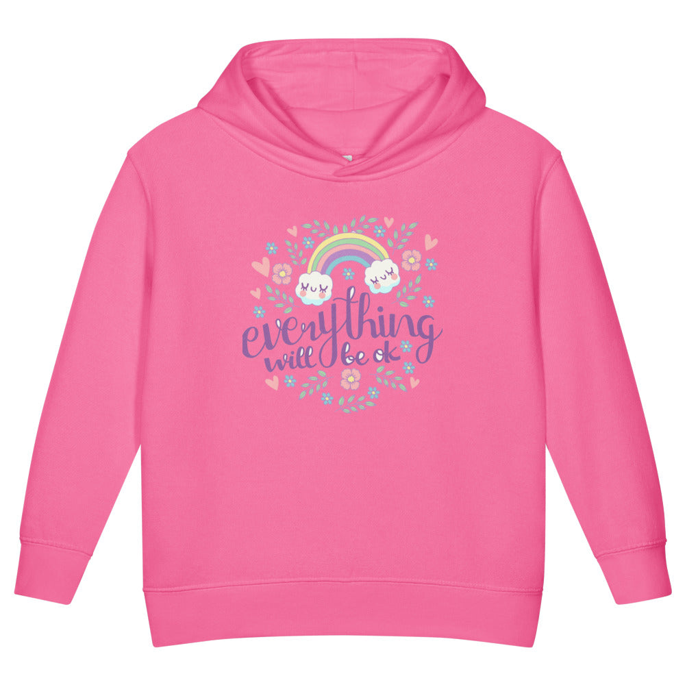 Rainbow - Everything will be ok | Toddler Pullover Fleece Hoodie | Rabbit Skins 3326