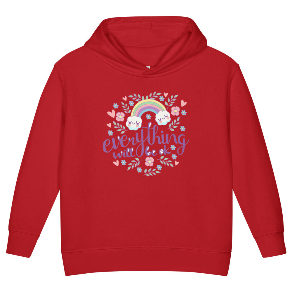 Rainbow - Everything will be ok | Toddler Pullover Fleece Hoodie | Rabbit Skins 3326