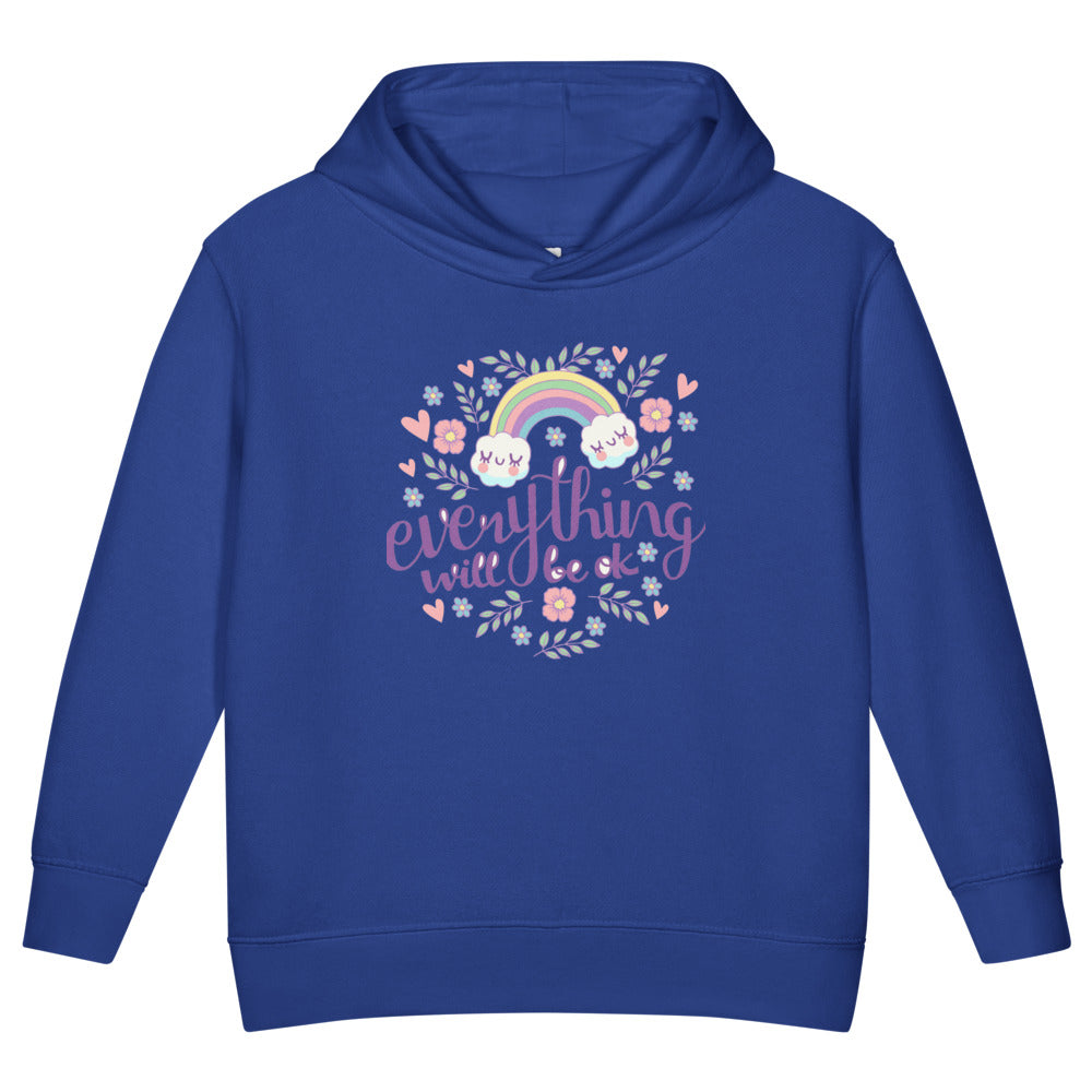 Rainbow - Everything will be ok | Toddler Pullover Fleece Hoodie | Rabbit Skins 3326
