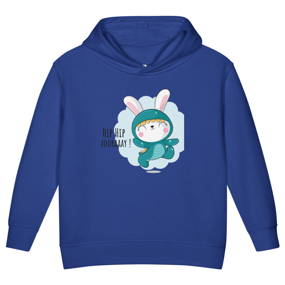 Green rabbit - HIP HIP HOORAAAY | Toddler Pullover Fleece Hoodie | Rabbit Skins 3326
