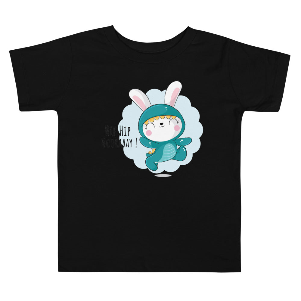 Green rabbit - HIP HIP HOORAAAY | Toddler Staple Tee | Bella + Canvas 3001T