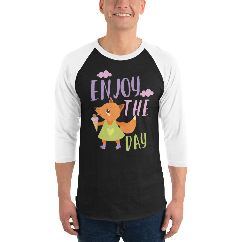 Orange fox - Ẹnoy the day | Unisex 3/4 Sleeve Raglan Shirt | Tultex 245