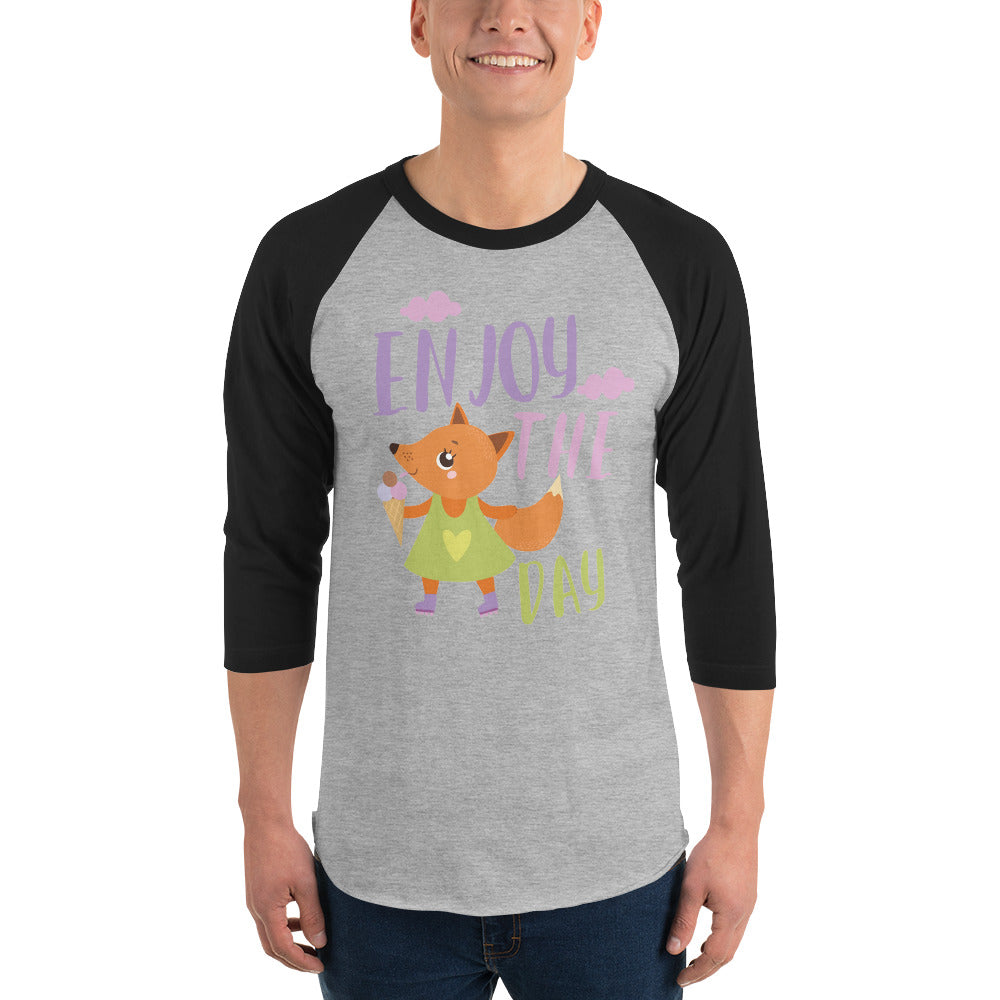 Orange fox - Ẹnoy the day | Unisex 3/4 Sleeve Raglan Shirt | Tultex 245