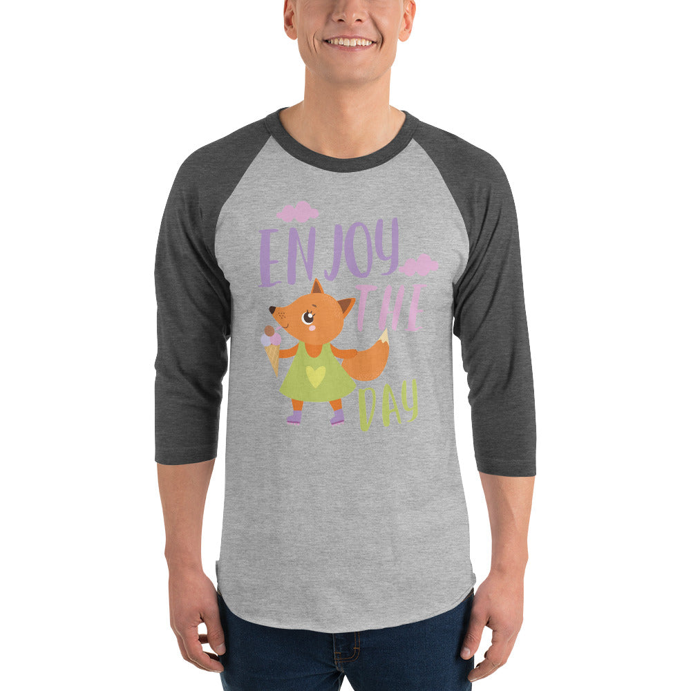 Orange fox - Ẹnoy the day | Unisex 3/4 Sleeve Raglan Shirt | Tultex 245