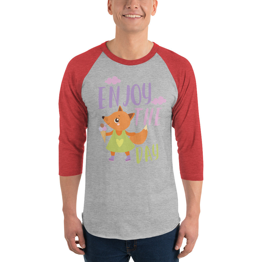Orange fox - Ẹnoy the day | Unisex 3/4 Sleeve Raglan Shirt | Tultex 245