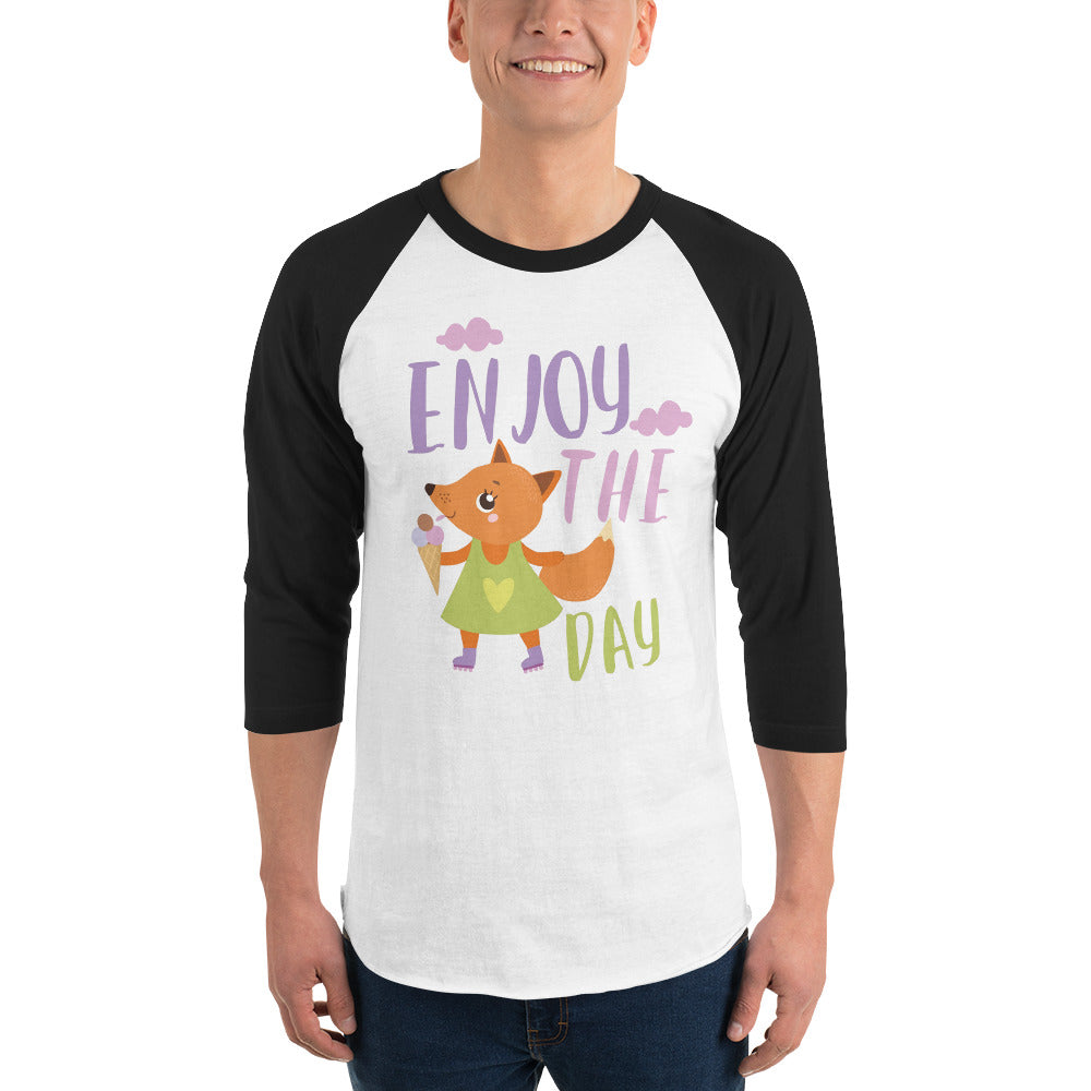 Orange fox - Ẹnoy the day | Unisex 3/4 Sleeve Raglan Shirt | Tultex 245
