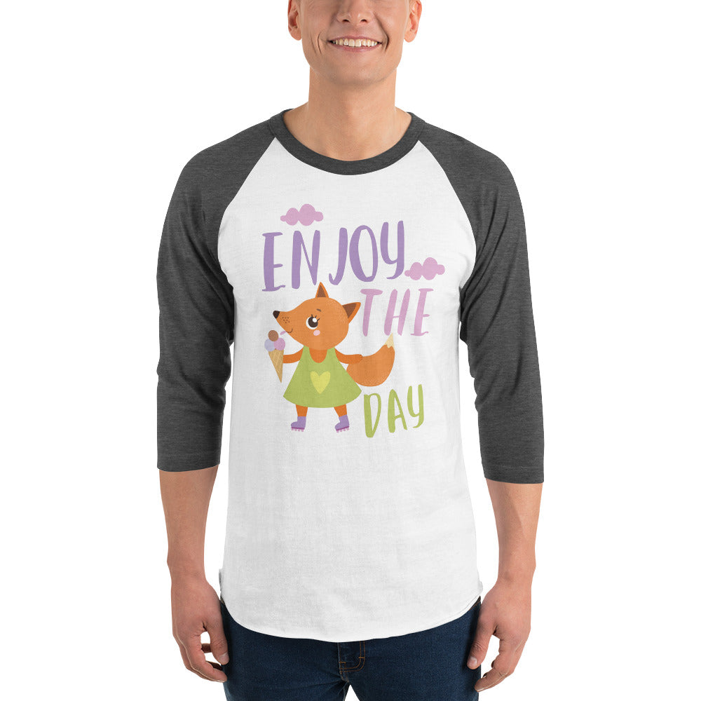 Orange fox - Ẹnoy the day | Unisex 3/4 Sleeve Raglan Shirt | Tultex 245