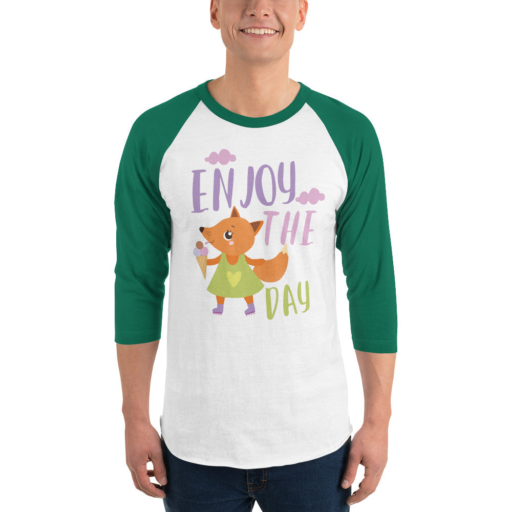 Orange fox - Ẹnoy the day | Unisex 3/4 Sleeve Raglan Shirt | Tultex 245