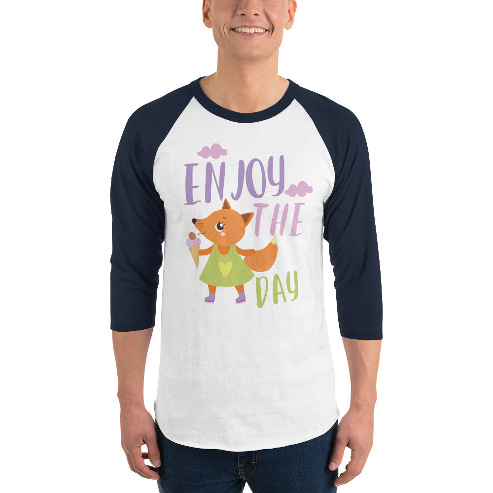 Orange fox - Ẹnoy the day | Unisex 3/4 Sleeve Raglan Shirt | Tultex 245