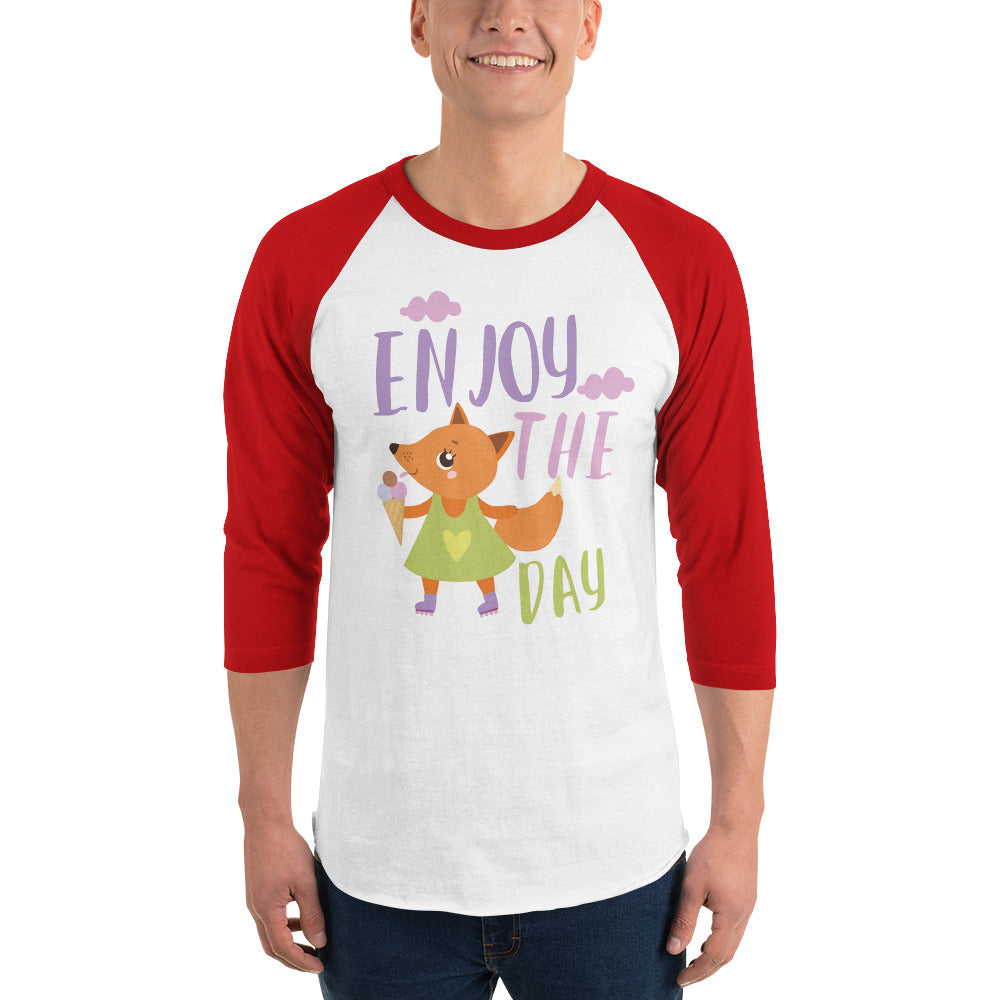 Orange fox - Ẹnoy the day | Unisex 3/4 Sleeve Raglan Shirt | Tultex 245