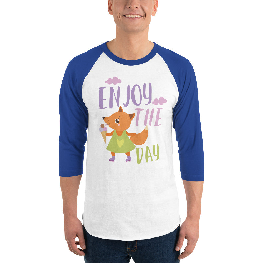 Orange fox - Ẹnoy the day | Unisex 3/4 Sleeve Raglan Shirt | Tultex 245