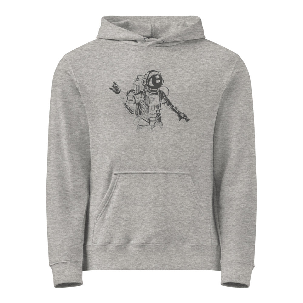 Black & white space travel man | Unisex Basic Hoodie | Printstar 00216-MLH