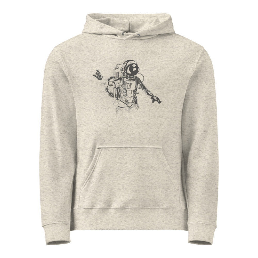 Black & white space travel man | Unisex Basic Hoodie | Printstar 00216-MLH