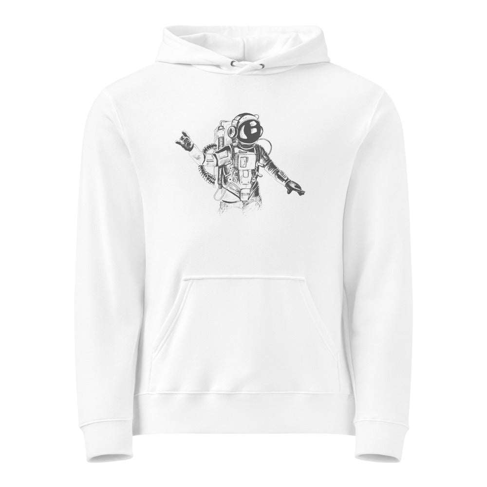 Black & white space travel man | Unisex Basic Hoodie | Printstar 00216-MLH