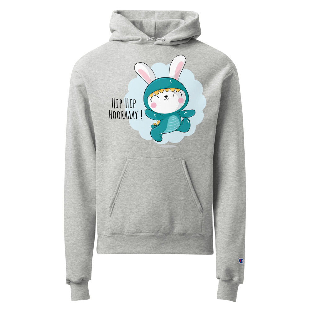 Green rabbit - HIP HIP HOORAAAY | Unisex Champion Powerblend Hoodie | S700