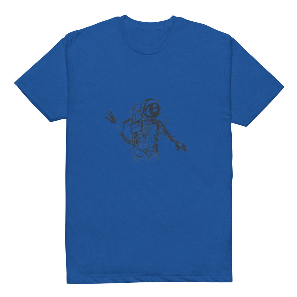 Black & white space travel man | Unisex CVC T-shirt | Next Level 6210