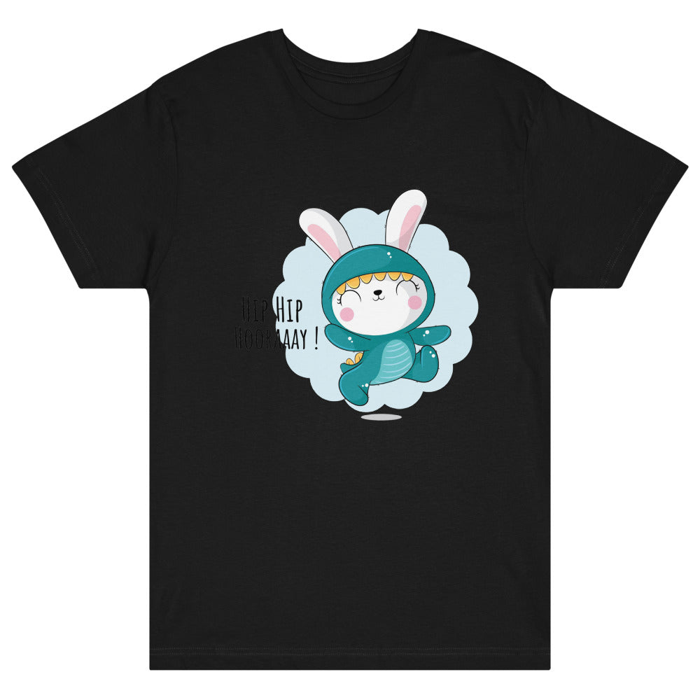 Green rabbit - HIP HIP HOORAAAY | Unisex Fine Jersey Tee | LAT Apparel 6901