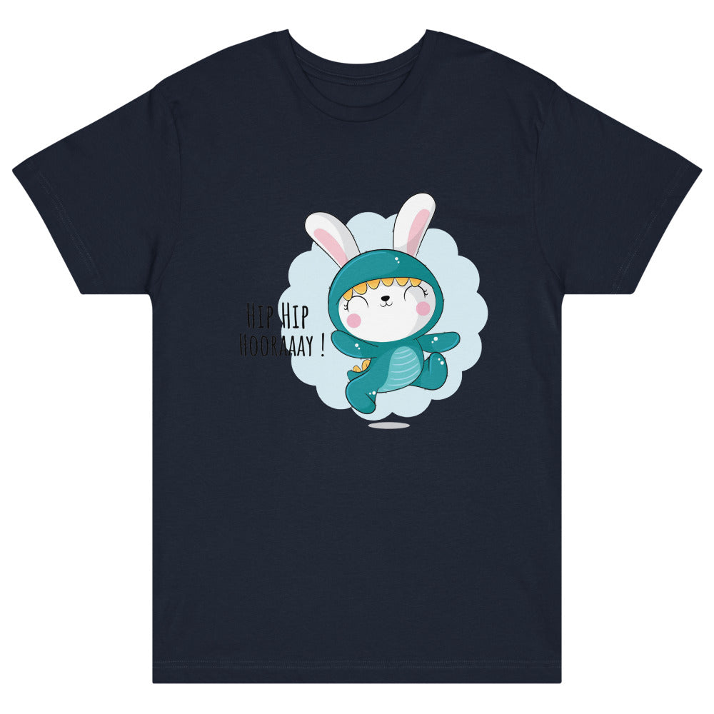 Green rabbit - HIP HIP HOORAAAY | Unisex Fine Jersey Tee | LAT Apparel 6901